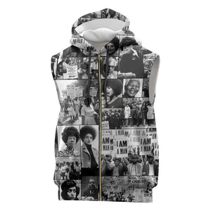 African Sleeveless Zip Hoodie Black Power Images - African Pride