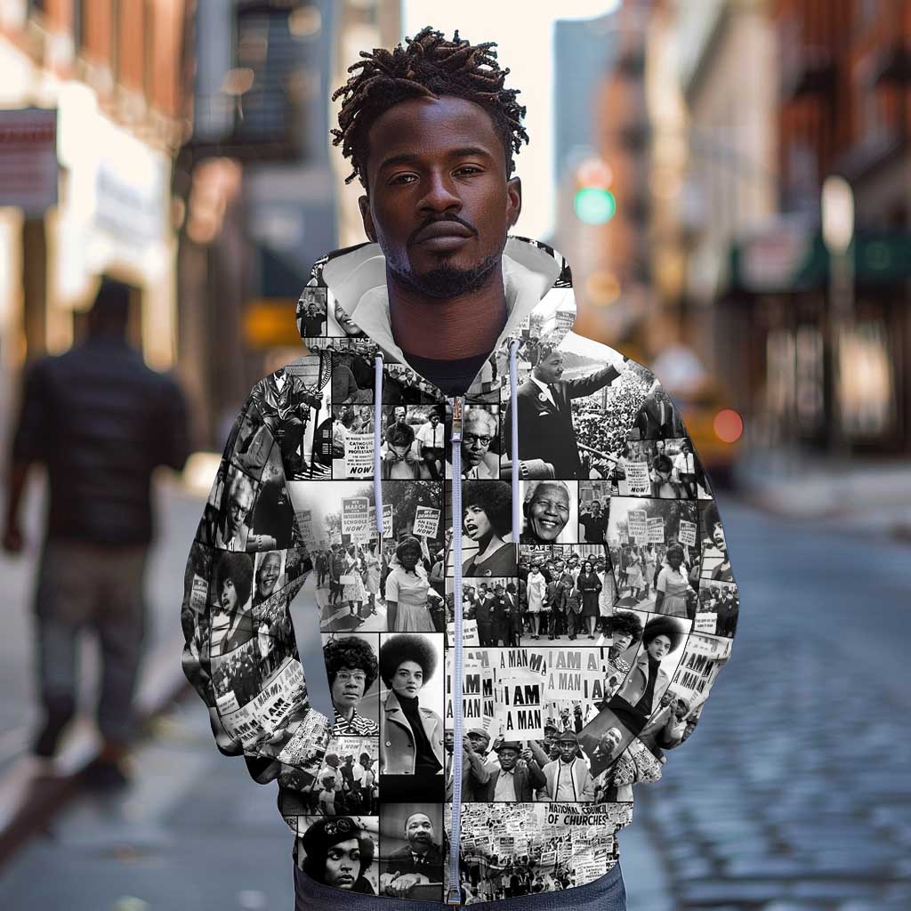 African Zip Hoodie Black Power Images