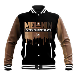 Every Shade Slays Melanin Baseball Jacket African Signature DT02