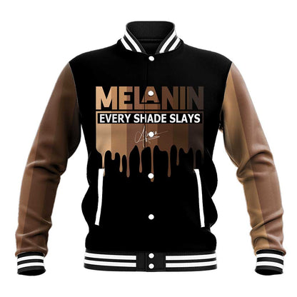 Every Shade Slays Melanin Baseball Jacket African Signature DT02