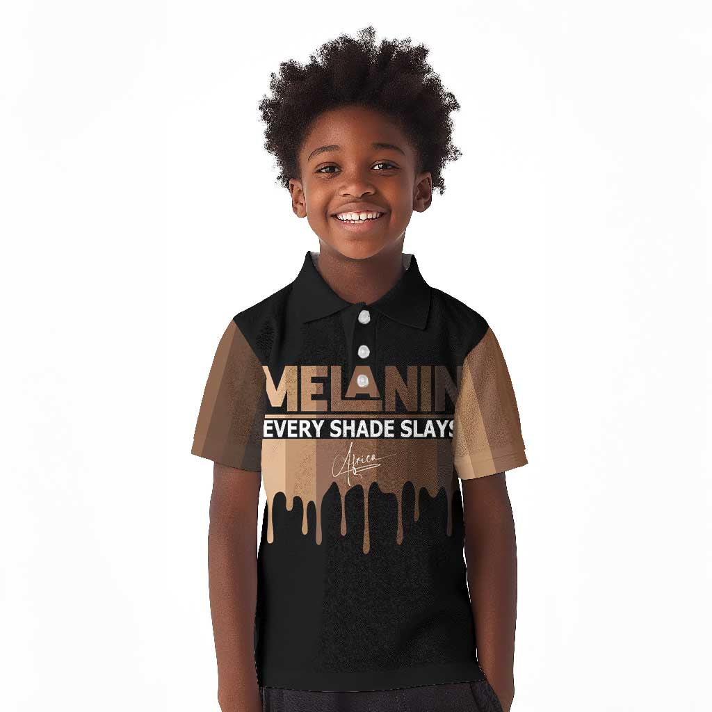 Every Shade Slays Melanin Kid Polo Shirt African Signature