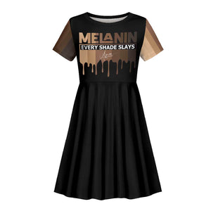 Every Shade Slays Melanin Kid Short Sleeve Dress African Signature