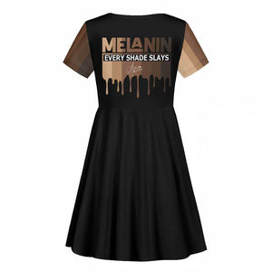 Every Shade Slays Melanin Kid Short Sleeve Dress African Signature
