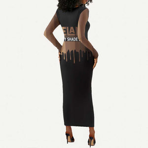 Every Shade Slays Melanin Long Sleeve Bodycon Dress African Signature DT02