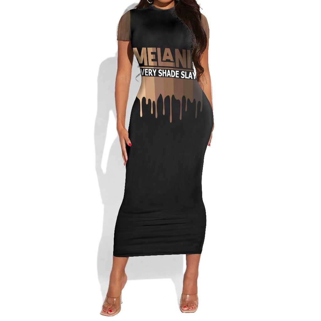 Every Shade Slays Melanin Short Sleeve Bodycon Dress African Signature DT02