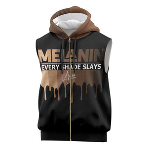 Every Shade Slays Melanin Sleeveless Zip Hoodie African Signature - African Pride