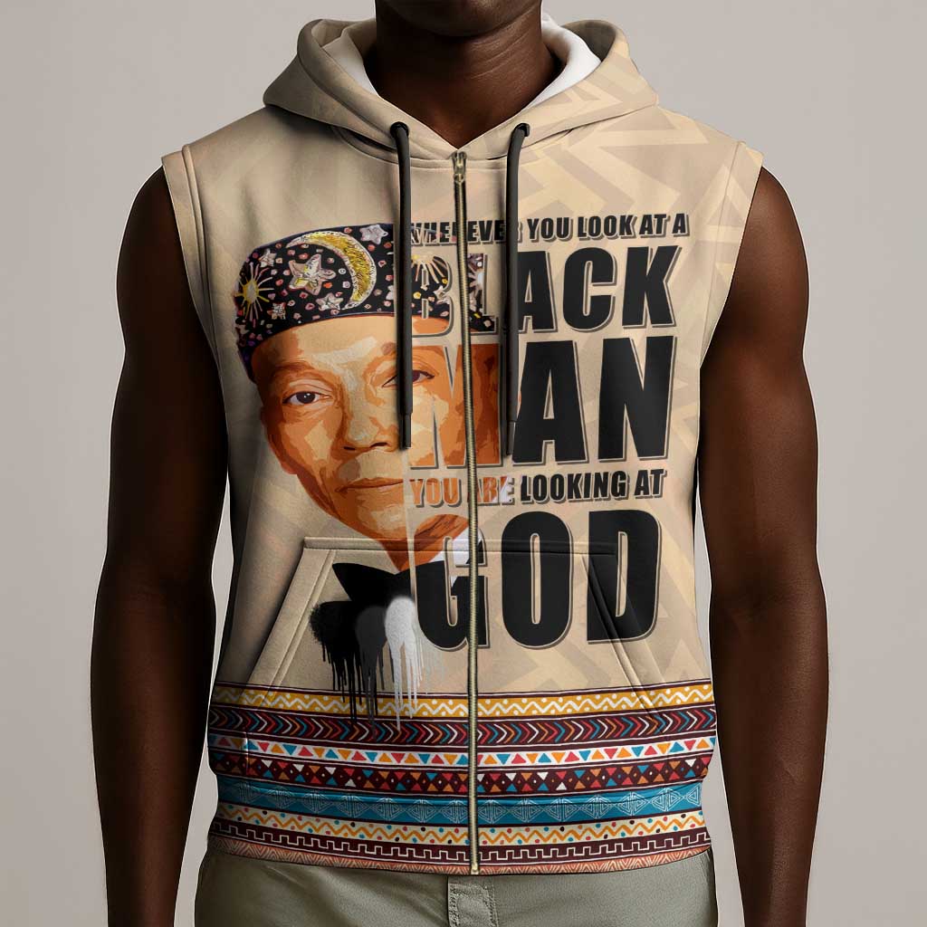 The Most Honorable Elijah Muhammad Sleeveless Zip Hoodie Black Man - African Pride