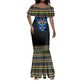 Egyptian Ankh Golden Blue Fire Mermaid Dress