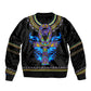 Egyptian Ankh Golden Blue Fire Sleeve Zip Bomber Jacket
