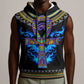 Egyptian Ankh Golden Blue Fire Sleeveless Hoodie - African Pride