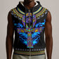 Egyptian Ankh Golden Blue Fire Sleeveless Zip Hoodie - African Pride