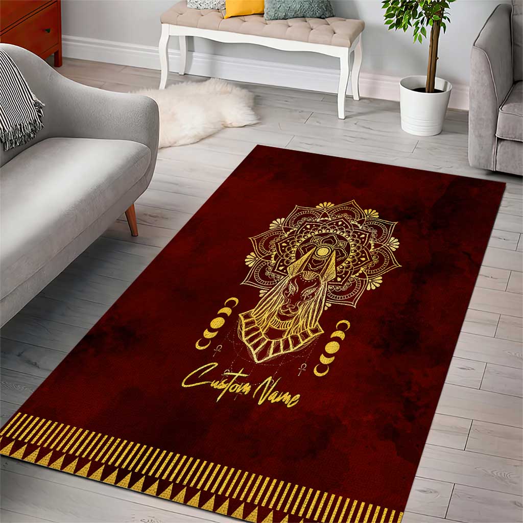 Personalized Anubis Area Rug Ancient Egyptian Pattern In Red