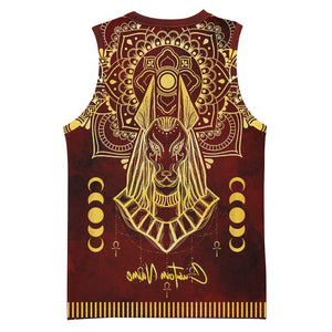 Personalized Anubis Basketball Jersey Ancient Egyptian Pattern In Red - African Pride