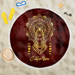 Personalized Anubis Beach Blanket Ancient Egyptian Pattern In Red