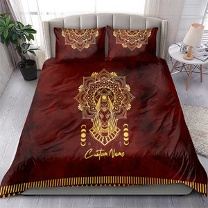 Personalized Anubis Bedding Set Ancient Egyptian Pattern In Red