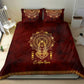Personalized Anubis Bedding Set Ancient Egyptian Pattern In Red
