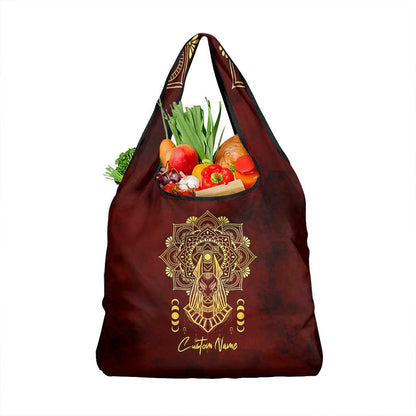 Personalized Anubis Grocery Bag Ancient Egyptian Pattern In Red
