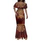 Personalized Anubis Mermaid Dress Ancient Egyptian Pattern In Red