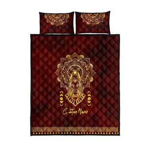 Personalized Anubis Quilt Bed Set Ancient Egyptian Pattern In Red