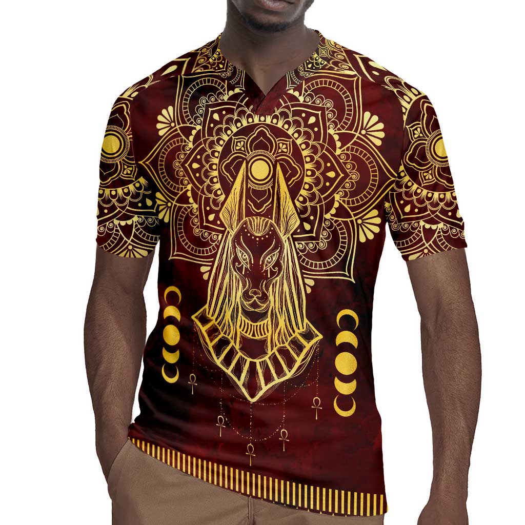 Personalized Anubis Rugby Jersey Ancient Egyptian Pattern In Red