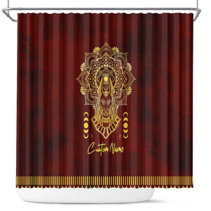 Personalized Anubis Shower Curtain Ancient Egyptian Pattern In Red