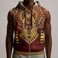 Personalized Anubis Sleeveless Zip Hoodie Ancient Egyptian Pattern In Red - African Pride