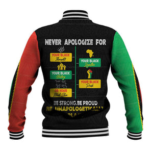Never Apologize For Your Pride Baseball Jacket African Black History DT02