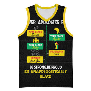 Never Apologize For Your Pride Basketball Jersey African Black History - African Pride