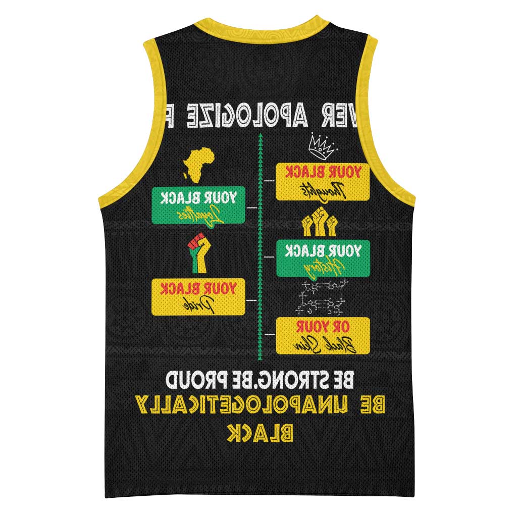 Never Apologize For Your Pride Basketball Jersey African Black History - African Pride
