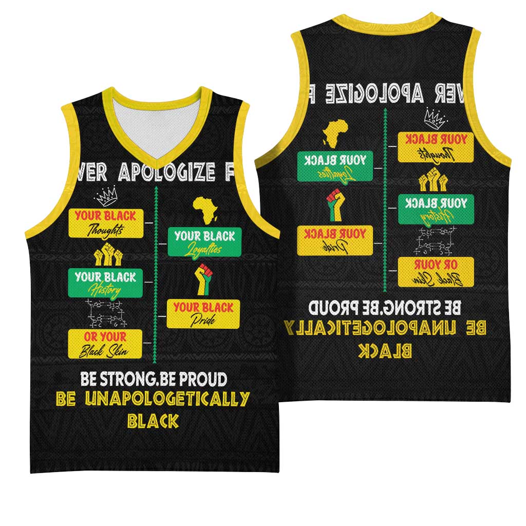 Never Apologize For Your Pride Basketball Jersey African Black History - African Pride