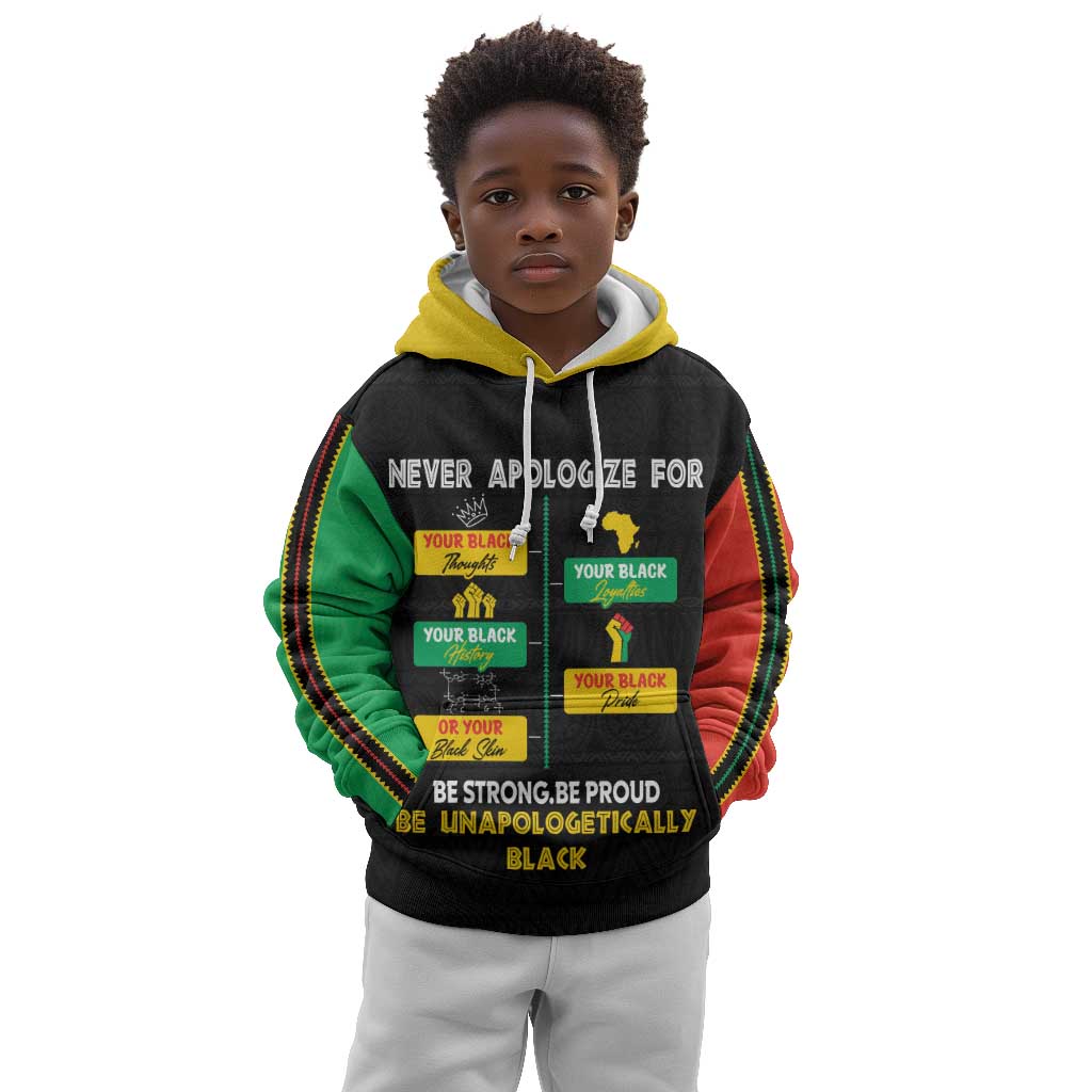 Never Apologize For Your Pride Kid Hoodie African Black History