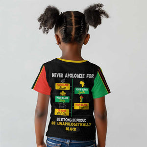 Never Apologize For Your Pride Kid T shirt African Black History