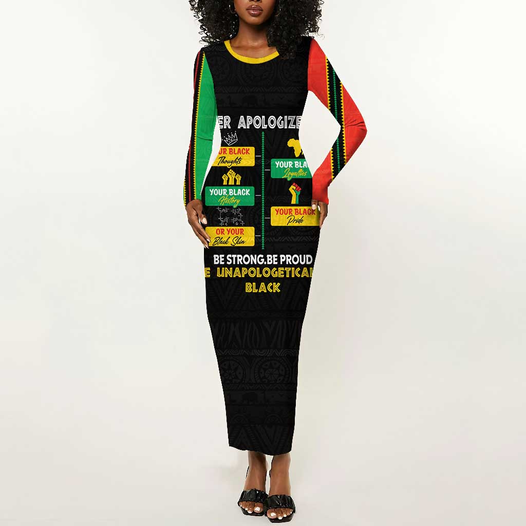 Never Apologize For Your Pride Long Sleeve Bodycon Dress African Black History DT02