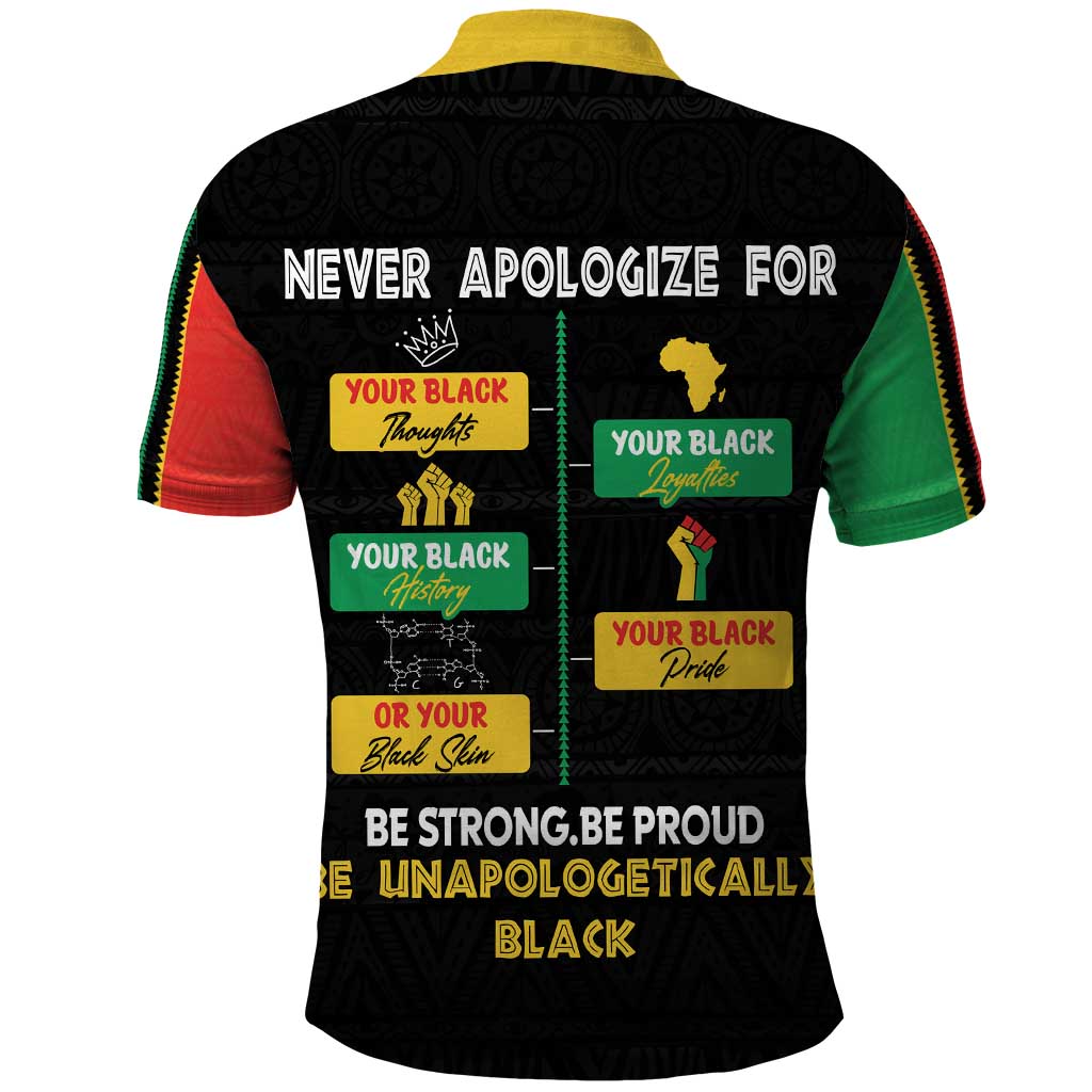 Never Apologize For Your Pride Polo Shirt African Black History