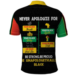 Never Apologize For Your Pride Polo Shirt African Black History