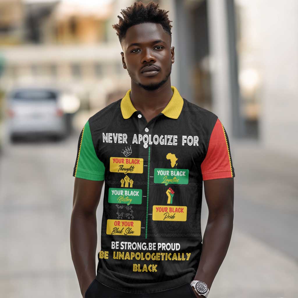 Never Apologize For Your Pride Polo Shirt African Black History