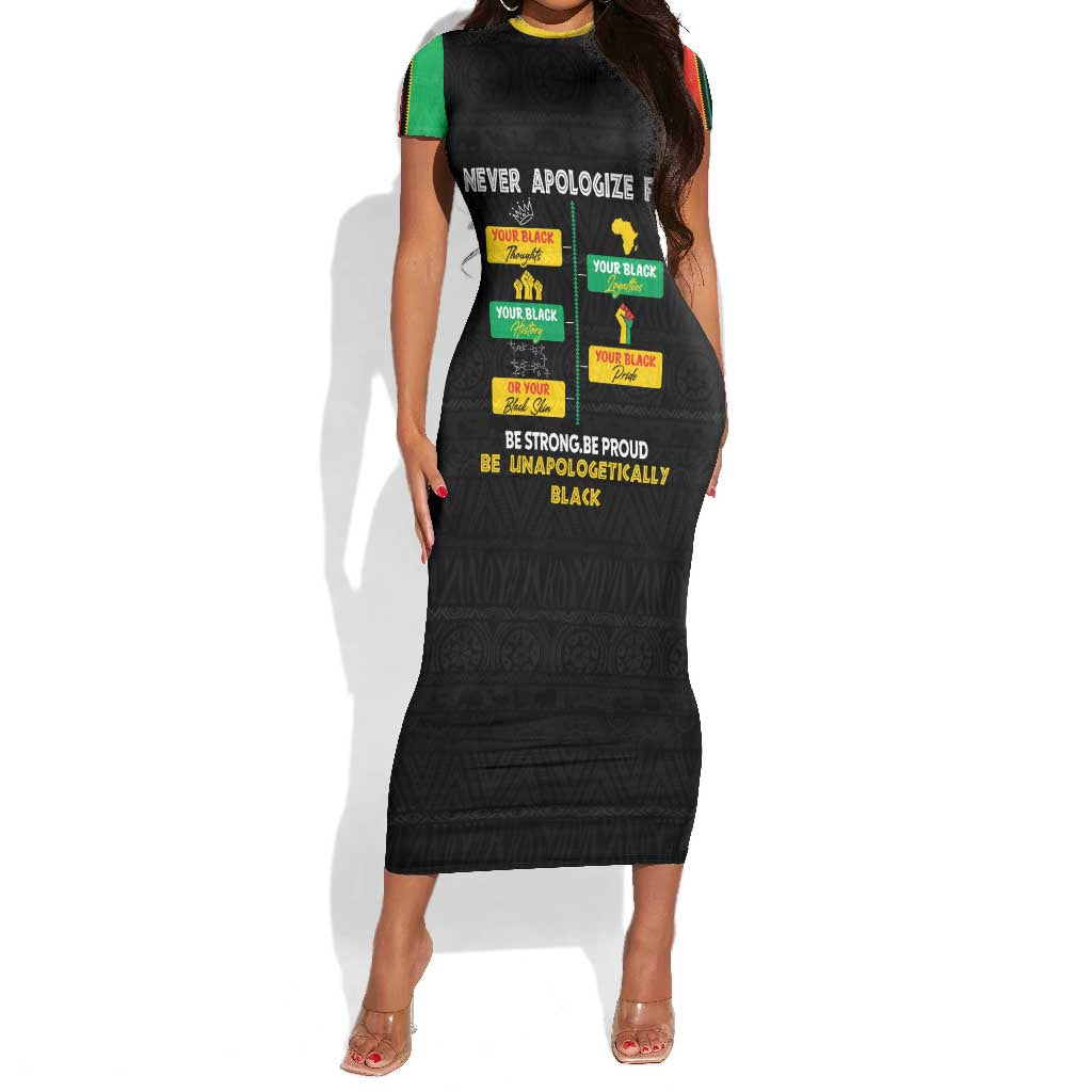 Never Apologize For Your Pride Short Sleeve Bodycon Dress African Black History DT02