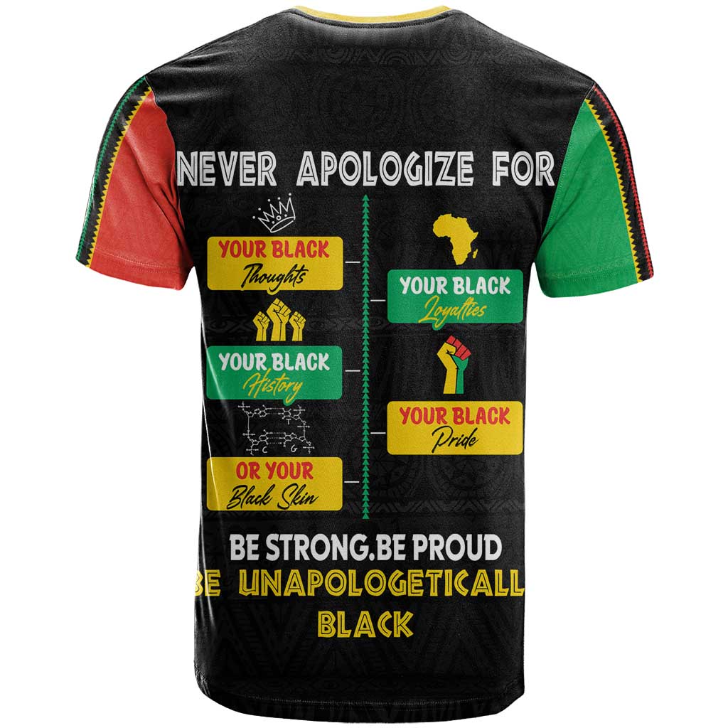 Never Apologize For Your Pride T shirt African Black History