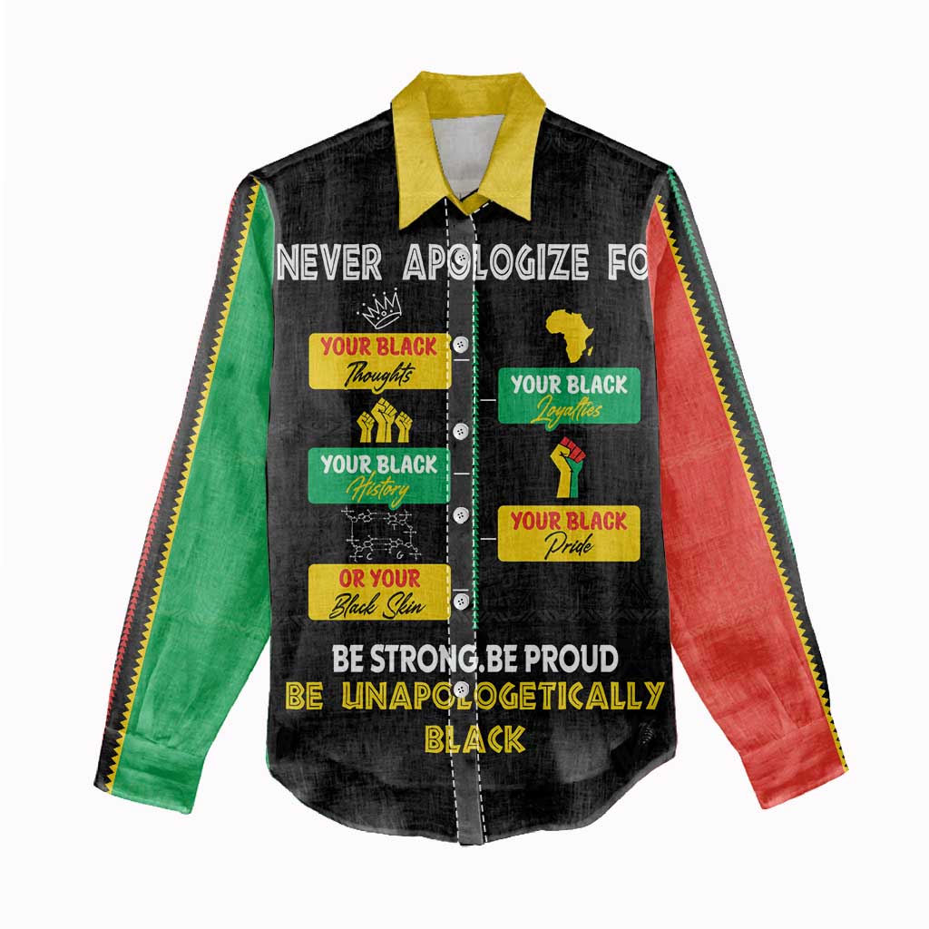 Never Apologize For Your Pride Women Casual Shirt African Black History DT02