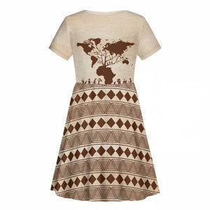 Root Africa Kid Short Sleeve Dress African Map