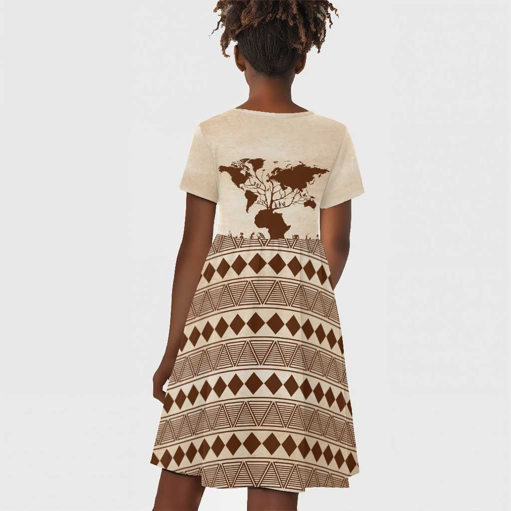 Root Africa Kid Short Sleeve Dress African Map
