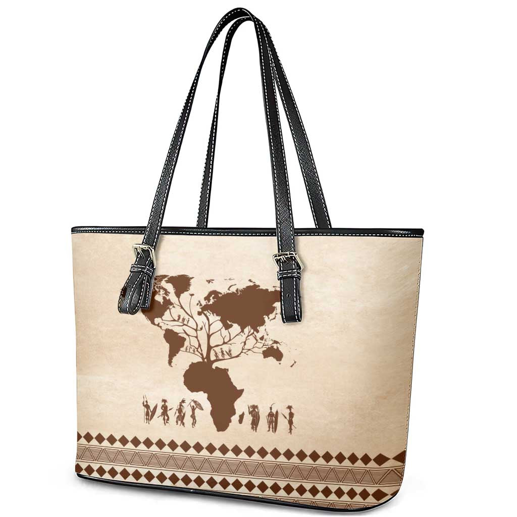 Root Africa Leather Tote Bag African Map