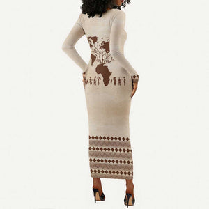 Root Africa Long Sleeve Bodycon Dress African Map DT02