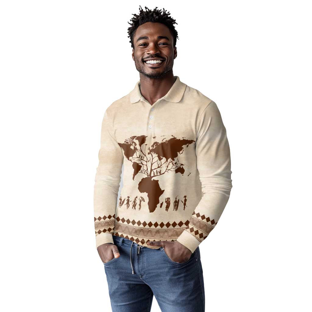 Root Africa Long Sleeve Polo Shirt African Map
