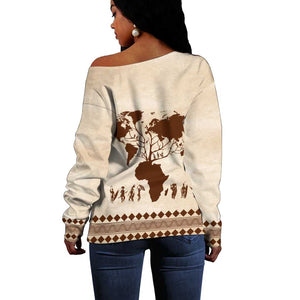 Root Africa Off Shoulder Sweater African Map