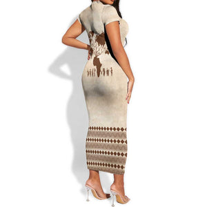 Root Africa Short Sleeve Bodycon Dress African Map DT02