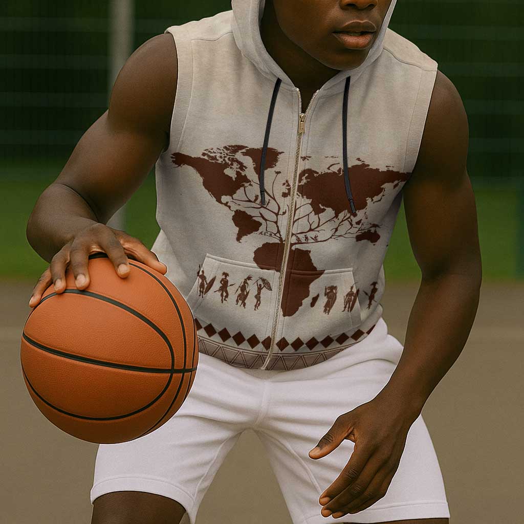 Root Africa Sleeveless Zip Hoodie African Map - African Pride