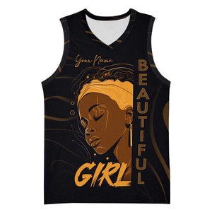 Personalized Beautiful Black Girl Basketball Jersey - Women of Africa Design - African Pride