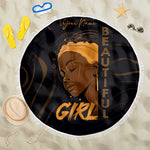Personalized Beautiful Black Girl Beach Blanket - Women of Africa Design