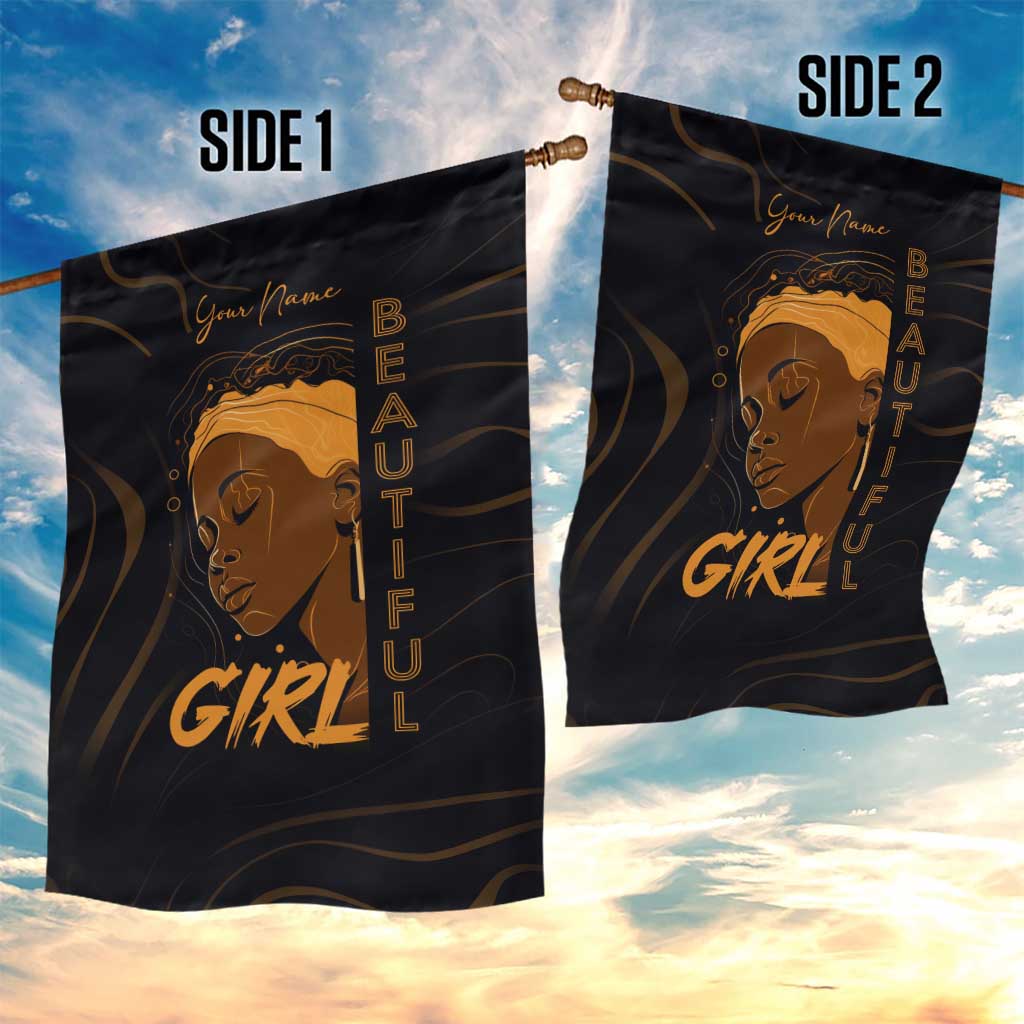 Personalized Beautiful Black Girl Garden Flag - Women of Africa Design